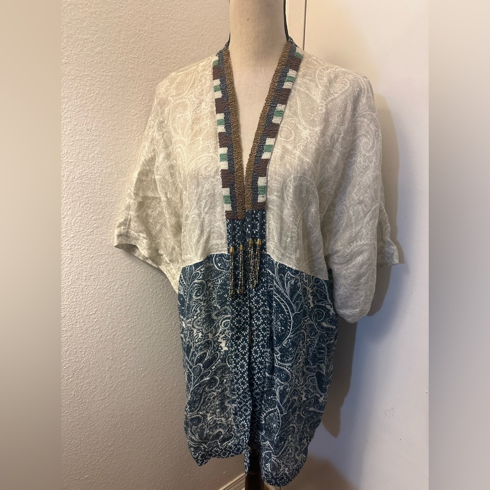 Soft Surroundings Blue Floral Kimono